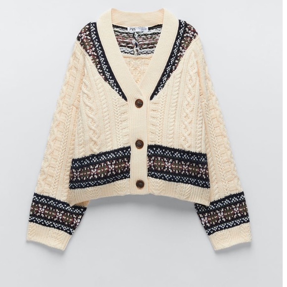 Zara Oversized Jacquard Cardigan - Picture 6 of 11